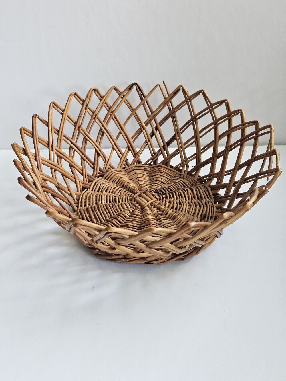Vintage Boho Rattan Basket Serving Tray Rattan Wicker wall decor Yugoslavia MCM